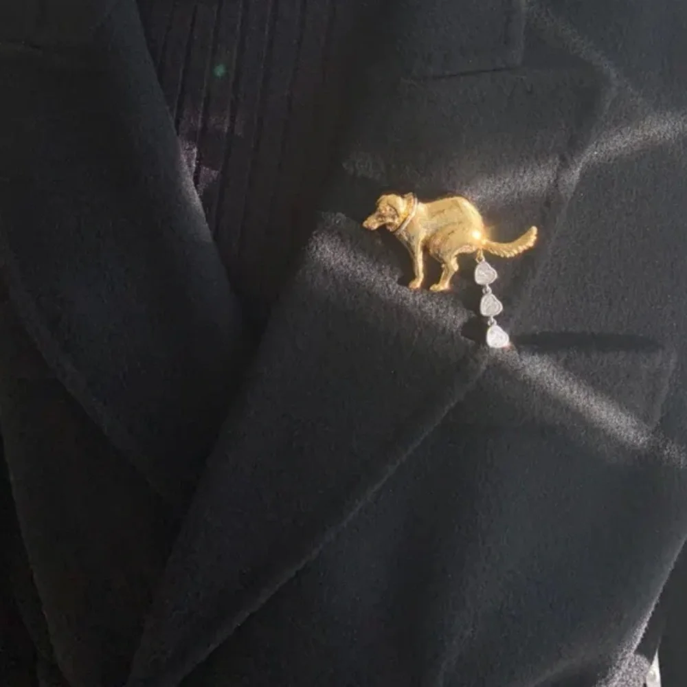 Pooping Gold Dog Brooch - Picture 14 of 14